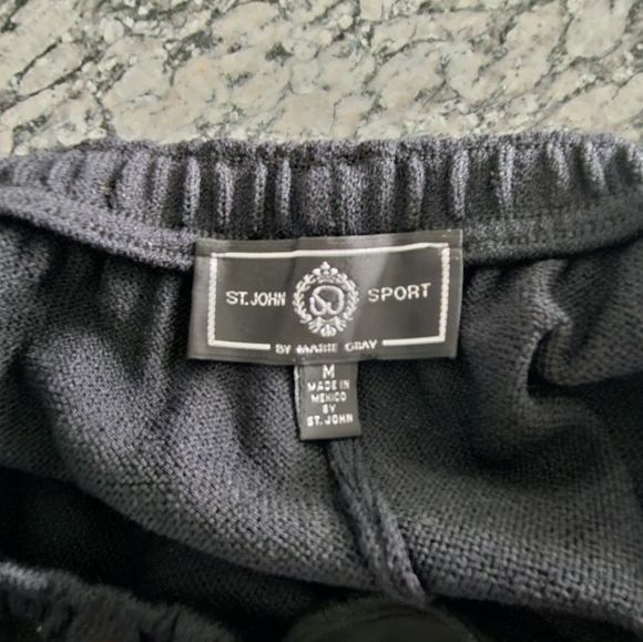 St.John Sport Knit Black Drawstring Santana Drawstring Wide Leg Pants - Picture 12 of 14